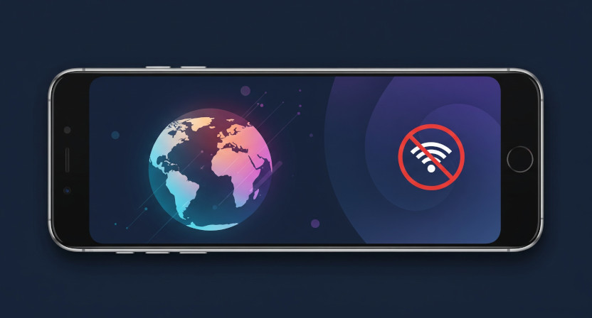 Image of a smartphone disconnected from the world